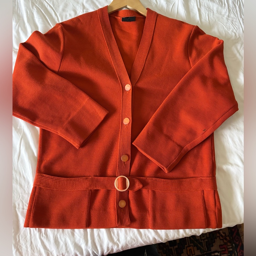 Vintage wool made in Australia jacket cardigan with pockets and belt